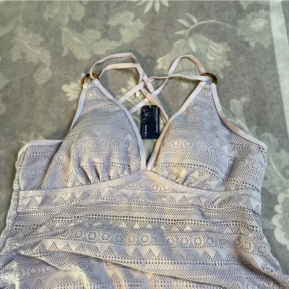 Summer Mae Maternity One Piece Swimsuit V-Neck Hollow O-Ring Linked Violet 10 - Picture 7 of 8